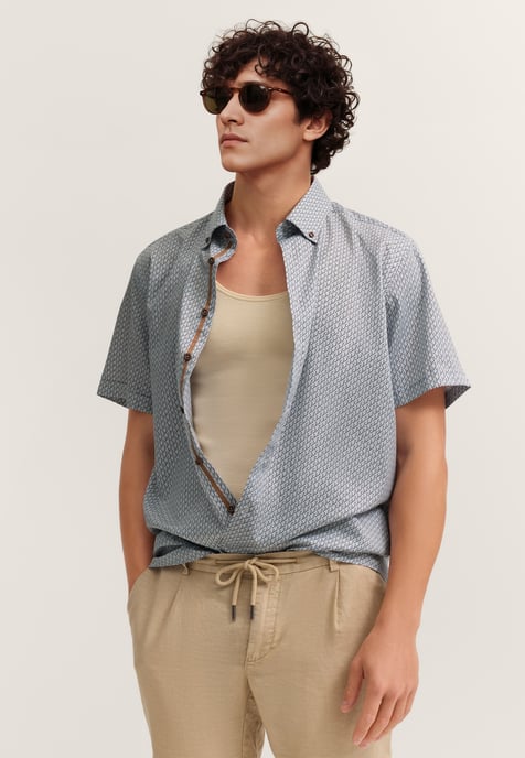 Bugatti Herren Kurzarm-Hemd elegant mit Allover-Muster - Image 1