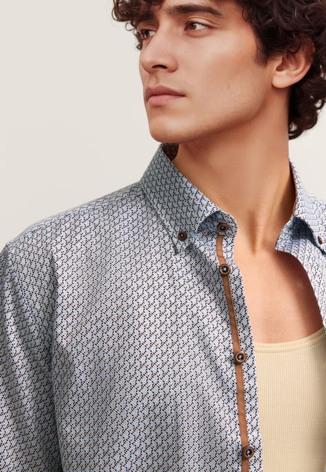 Bugatti Herren Kurzarm-Hemd elegant mit Allover-Muster - Image 5