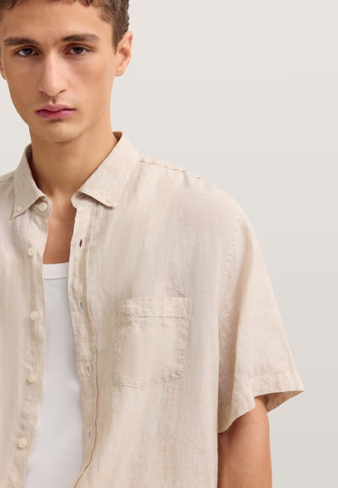 Bugatti Herren Kurzarm-Hemd Modern Fit aus Leinen mit Button-Down-Kragen - Image 5