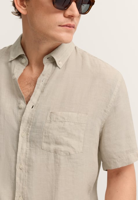 Bugatti Herren Kurzarm-Hemd Modern Fit aus Leinen mit Button-Down-Kragen - Image 5