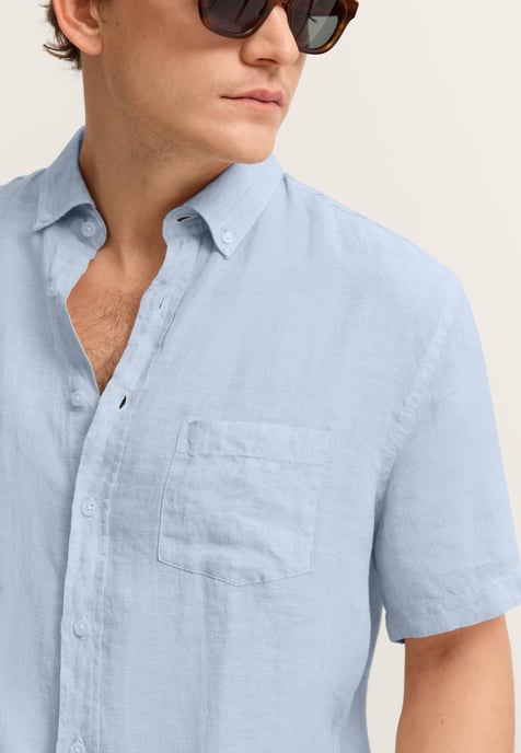 Bugatti Herren Kurzarm-Hemd Modern Fit aus Leinen mit Button-Down-Kragen - Image 5