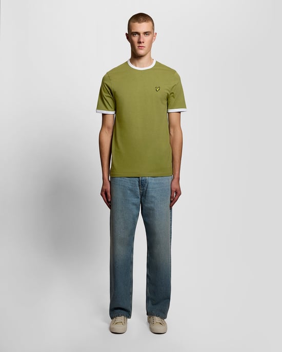 Ringer Baumwoll Rundhals-T-Shirt - Image 2