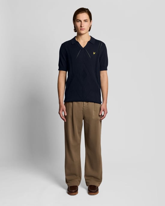 Offene Kragen Argyle Strick-Polohemd - Image 2