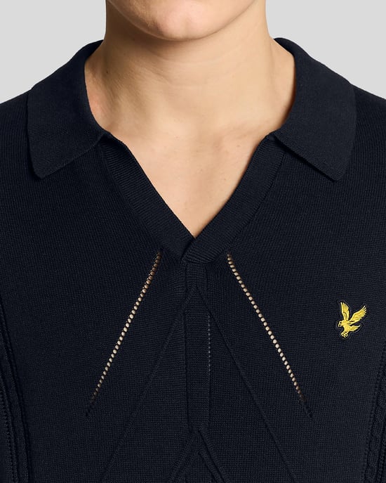 Offene Kragen Argyle Strick-Polohemd - Image 3