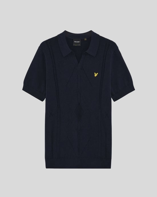 Offene Kragen Argyle Strick-Polohemd - Image 5