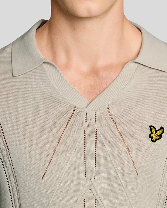 Offene Kragen Argyle Strick-Polohemd - Image 3