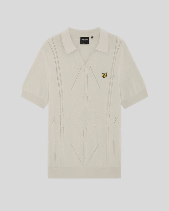 Offene Kragen Argyle Strick-Polohemd - Image 5
