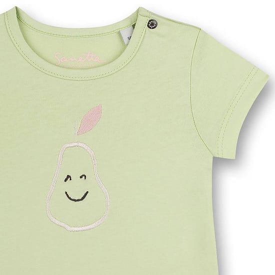 Sanetta T-Shirt, kurzärmelig, Rundhalsausschnitt, Druckknopf-Print - Image 2