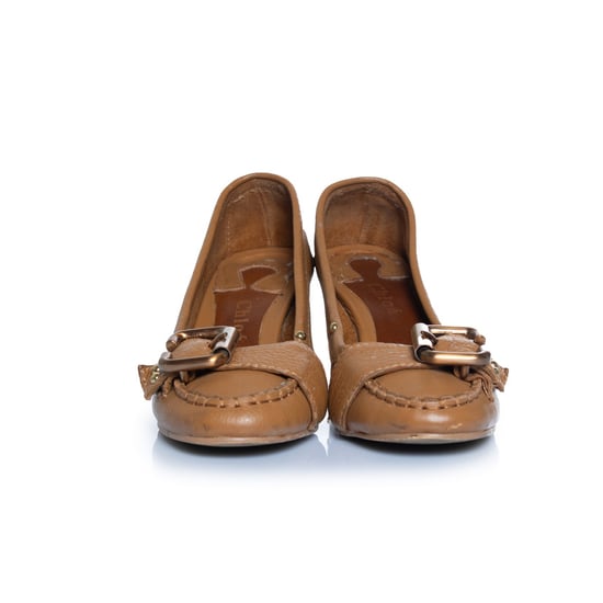 Chloe, braune Leder Slipper-Pumps - Image 5