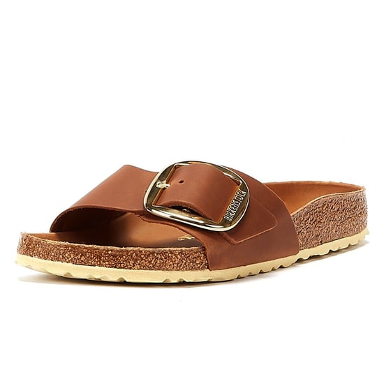 Birkenstock Madrid Große Schnalle Geöltes Leder Damen Cognac Sandalen - Image 3