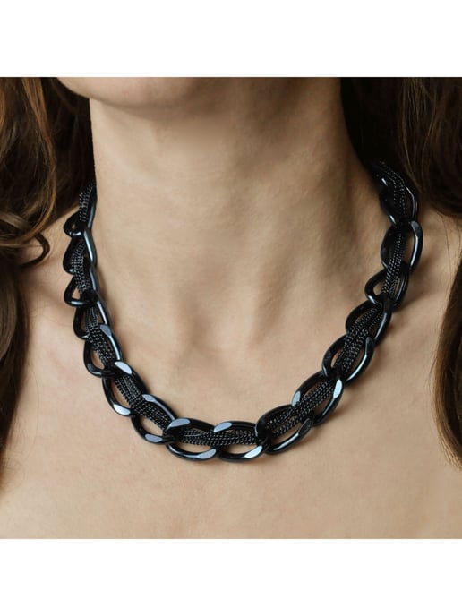Steuer Modeschmuck Kette schwarze Metall Gliederkette - Image 5