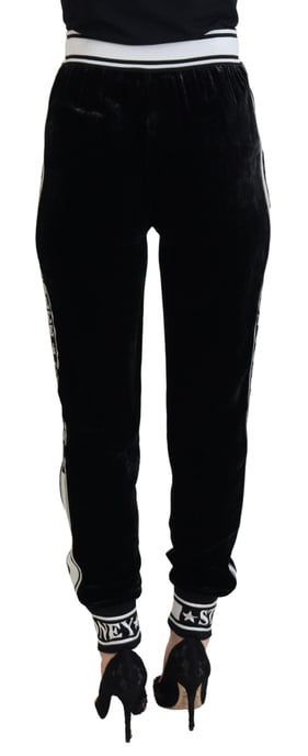Dolce & Gabbana Schwarze DG Logo Samt-Hosen - Image 3