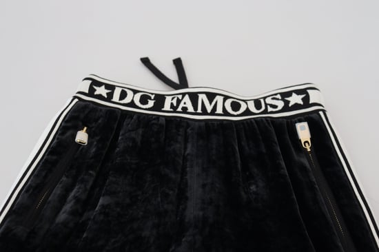 Dolce & Gabbana Schwarze DG Logo Samt-Hosen - Image 4