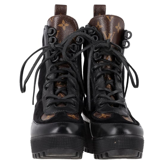Louis Vuitton Wildleder-Monogramm-Laureate-Wüstenstiefel aus schwarzem beschichtetem Canvas - Image 2