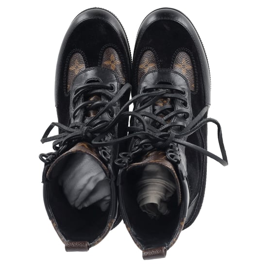 Louis Vuitton Wildleder-Monogramm-Laureate-Wüstenstiefel aus schwarzem beschichtetem Canvas - Image 3