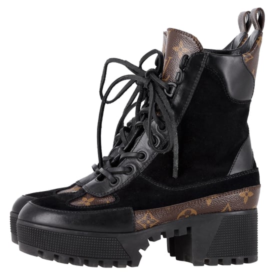 Louis Vuitton Wildleder-Monogramm-Laureate-Wüstenstiefel aus schwarzem beschichtetem Canvas - Image 4