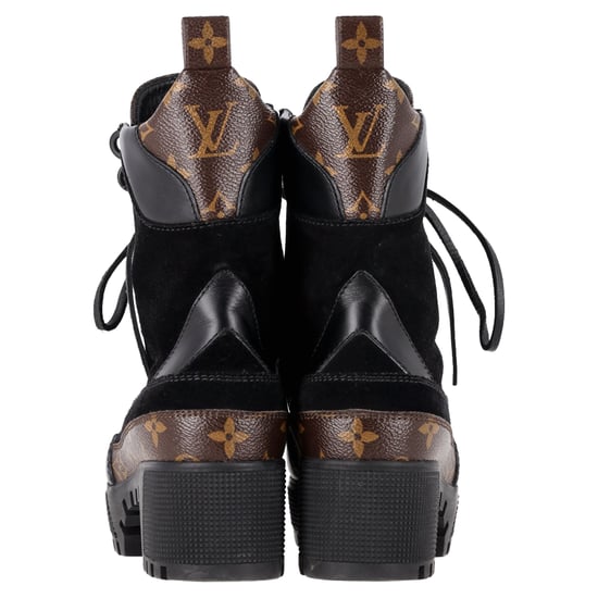 Louis Vuitton Wildleder-Monogramm-Laureate-Wüstenstiefel aus schwarzem beschichtetem Canvas - Image 5