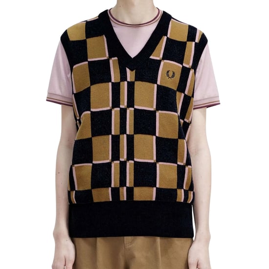 Fred Perry Navy Glitch Chequerboard Shaded Stone Stricktank - Image 3
