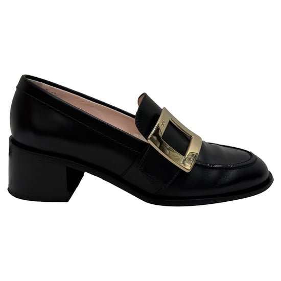 Roger Vivier Viv' Rangers Slipper mit Schnallenabsatz aus schwarzem Leder - Image 1