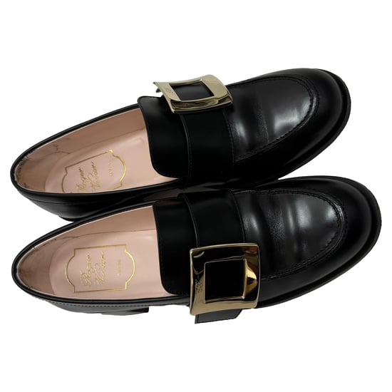 Roger Vivier Viv' Rangers Slipper mit Schnallenabsatz aus schwarzem Leder - Image 4