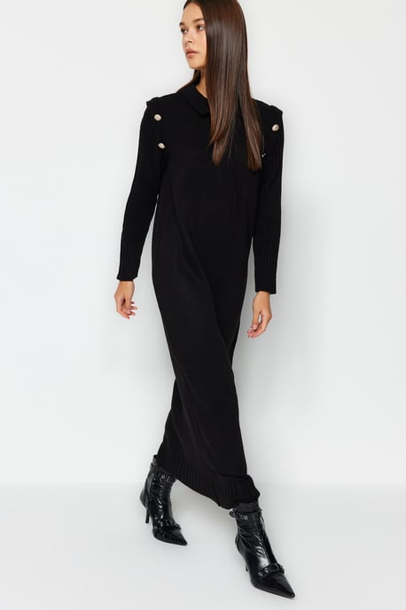 Langes, einfarbiges, lässiges, modisches Kleid für Damen in normaler Passform - Image 1