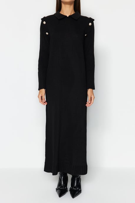 Langes, einfarbiges, lässiges, modisches Kleid für Damen in normaler Passform - Image 3