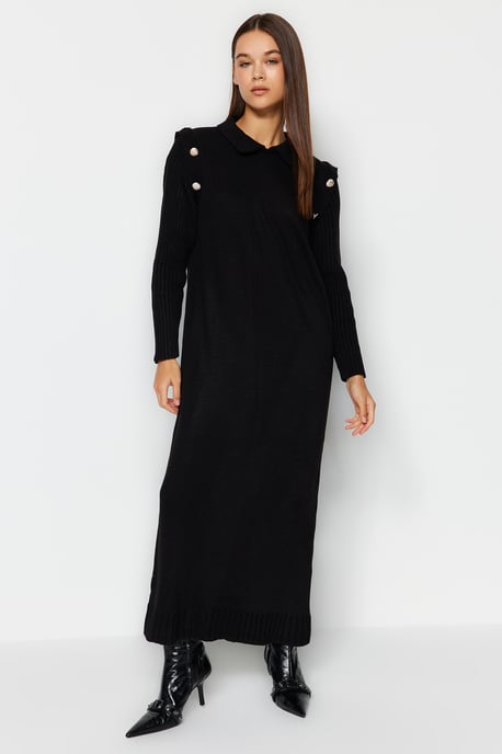 Langes, einfarbiges, lässiges, modisches Kleid für Damen in normaler Passform - Image 4