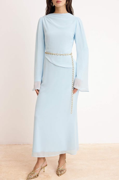 Elegantes, flaches Maxikleid in A-Linie für Damen mit Hijab-Schnitt - Image 2