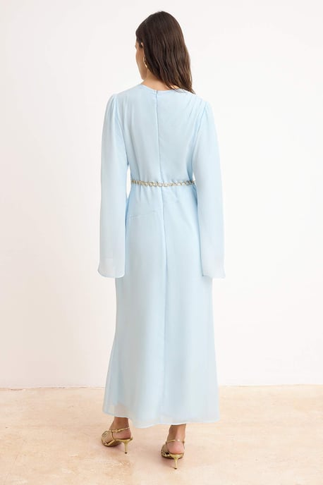 Elegantes, flaches Maxikleid in A-Linie für Damen mit Hijab-Schnitt - Image 3