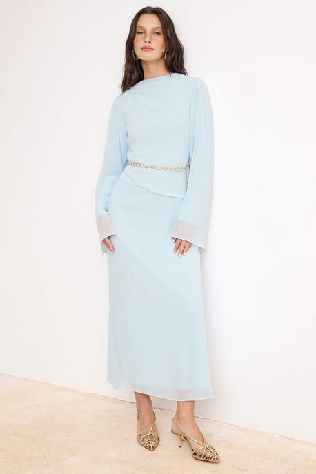 Elegantes, flaches Maxikleid in A-Linie für Damen mit Hijab-Schnitt - Image 4