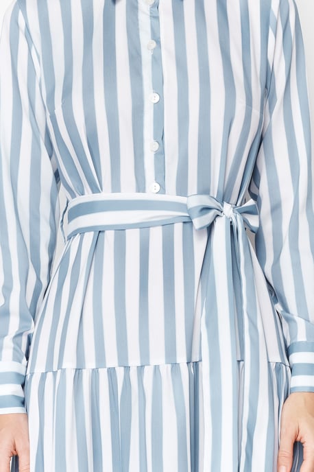 Damen Gestreft Lange Lässige Regular Fit Modische Kleider - Image 3