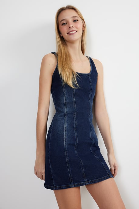 Damen Midi-Kleid, ärmellos, lässig/figurbetont - Image 2