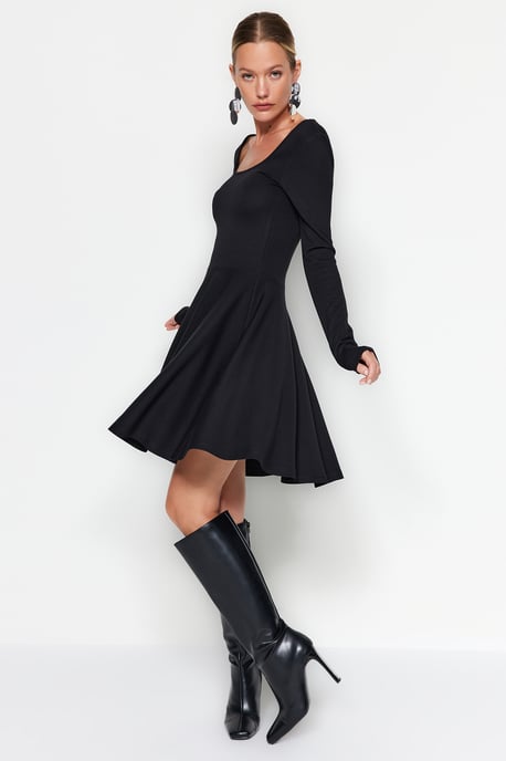 Damen Unifarbene Mini-Abendkleider / Lange Kleider für den Alltag, figurbetont - Image 3