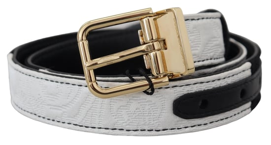 Dolce & Gabbana Weiß Schwarz Patchwork Gold Metallschnalle Gürtel - Image 1