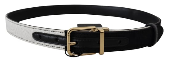 Dolce & Gabbana Weiß Schwarz Patchwork Gold Metallschnalle Gürtel - Image 3