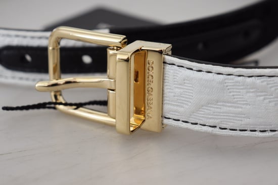 Dolce & Gabbana Weiß Schwarz Patchwork Gold Metallschnalle Gürtel - Image 6