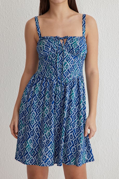 Geometrisches, ärmelloses, lässiges Minikleid für Damen - Image 2