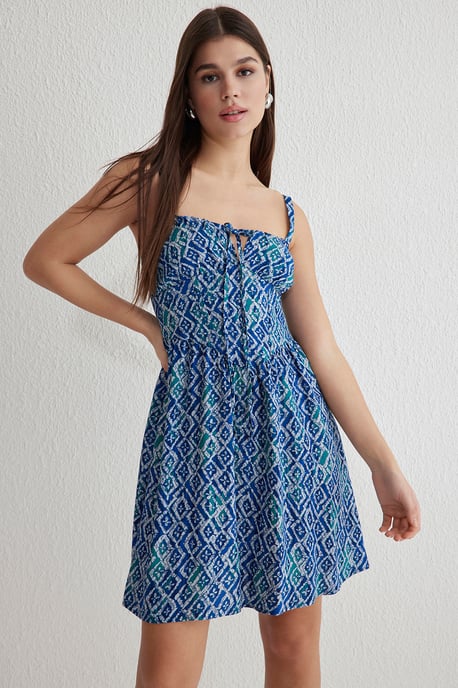 Geometrisches, ärmelloses, lässiges Minikleid für Damen - Image 4
