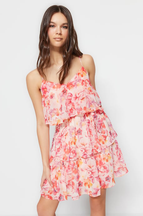 Damen-Kleid mit Blumenmuster, Mini-Spaghettiträgern, Abend-/Alltagskleid, normale Passform - Image 2