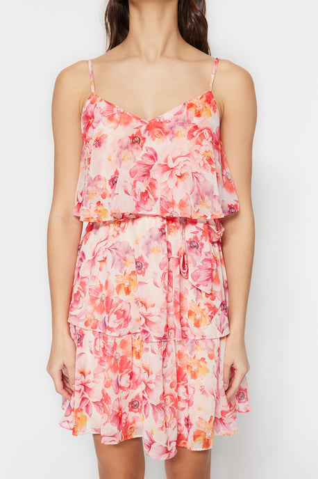 Damen-Kleid mit Blumenmuster, Mini-Spaghettiträgern, Abend-/Alltagskleid, normale Passform - Image 3
