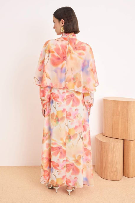 Maxikleid mit Blumenmuster, A-Linien-Schnitt und Hijab-Stil für Damen - Image 3
