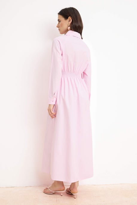 Marineblaues, flaches, langes, lässiges/alltagstaugliches A-Linien-Hijab-Kleid für Damen - Image 3