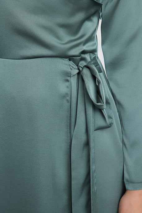 Grünes, gerades, langes, bequemes Hijab-Abendkleid für Damen, geeignet für Tag und Nacht. - Image 3