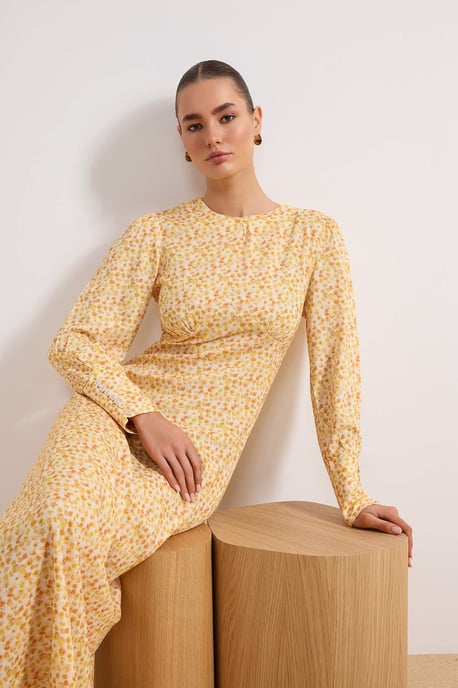 Langes, geblümtes Maxikleid für Damen, lässig/alltagstauglich, A-Linie, Hijab-Stil - Image 4