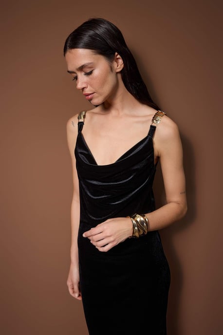 Elegantes, ärmelloses Maxikleid für Damen, figurbetont, gerade geschnitten, für den Abend - Image 3