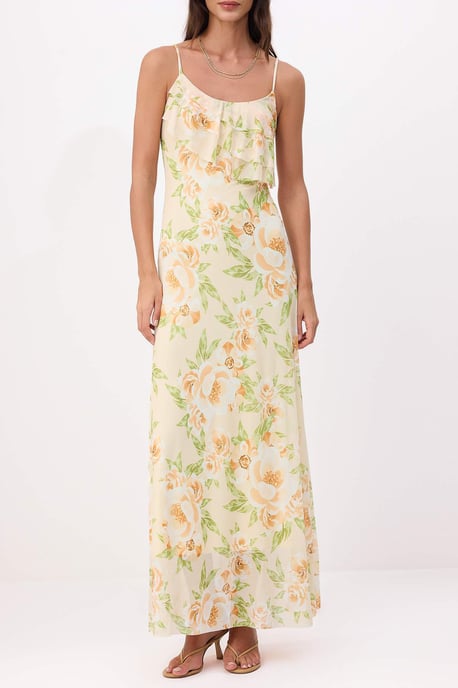 Turkishsouq Ärmelloses Maxikleid mit Blumenmuster, A‑Linie - Gelb - Image 2
