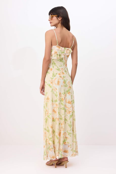 Turkishsouq Ärmelloses Maxikleid mit Blumenmuster, A‑Linie - Gelb - Image 3