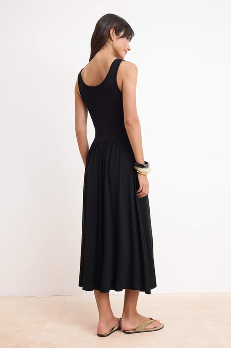 Turkishsouq ärmelloses Maxikleid im Skater-Stil, flach geschnitten - Schwarz - Image 3