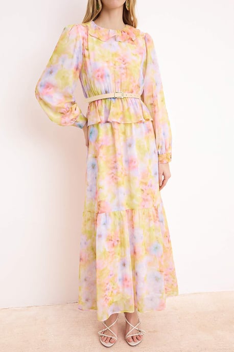 Langes, geblümtes Maxikleid für Damen, lässig/alltagstauglich, A-Linie, Hijab-Stil - Image 2
