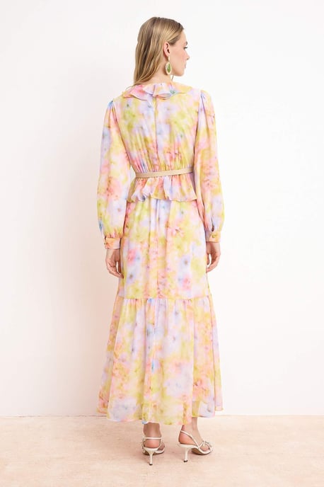 Langes, geblümtes Maxikleid für Damen, lässig/alltagstauglich, A-Linie, Hijab-Stil - Image 3